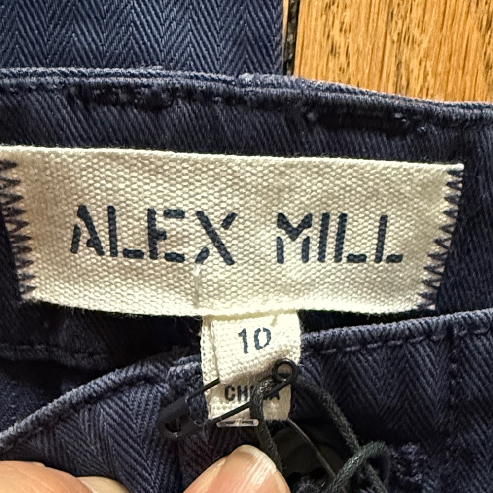 Alex Mill NWT size 10 Neil Pants in Herringbone Midnight Blue - Picture 3 of 11